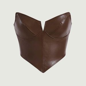 Solid PU Leather Tube Top